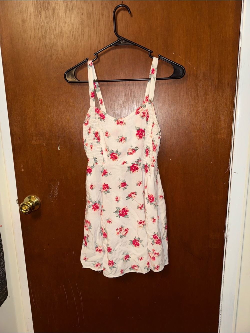 Forever 21 White Floral Mini Dress with Pink Roses